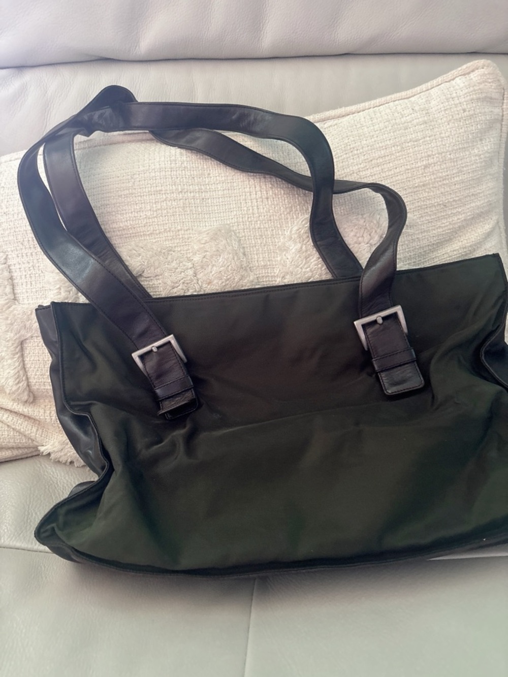 Prada Black Shoulder Tote with Leather Straps